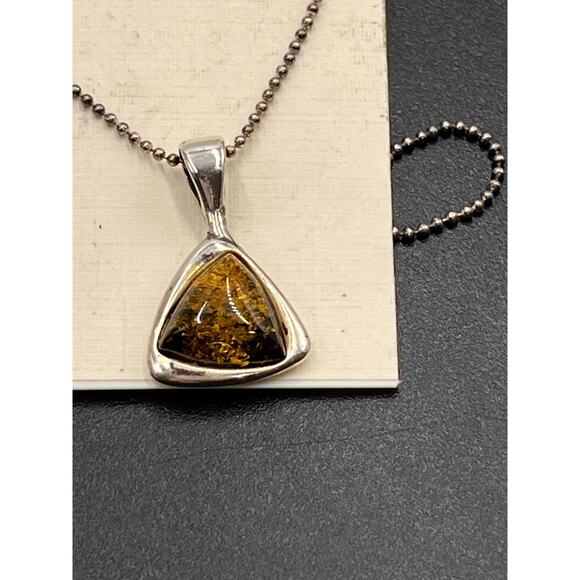 925 Sterling Silver Beautiful Rustic Baltic Amber Pendant Necklace New - Picture 3 of 8
